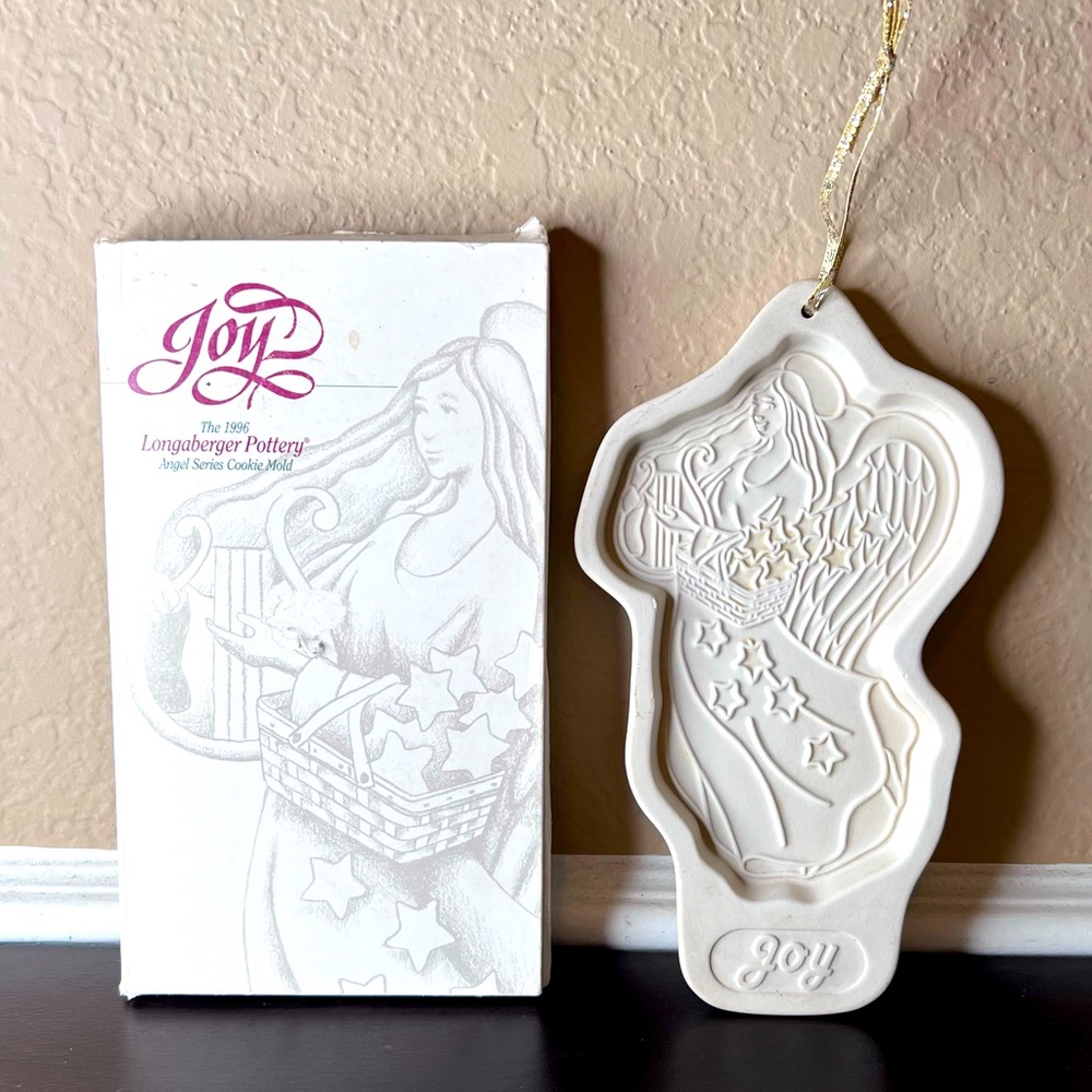 Vintage 1996 Longaberger Pottery Angel Series Cookie Mold, Christmas Cookies